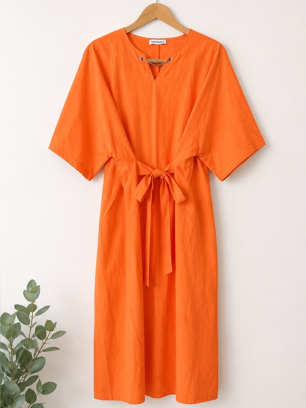 NEW Cathsnna Bright Orange Kaftan Tie Dress XL